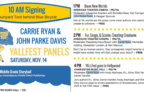 Carrie Ryan & John Parke Davis YALLFest Schedule 2015 (1)