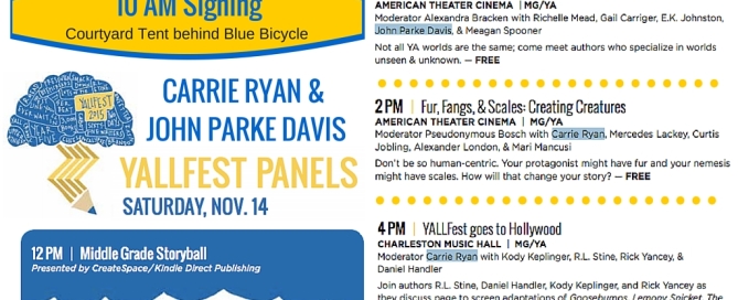 Carrie Ryan & John Parke Davis YALLFest Schedule 2015